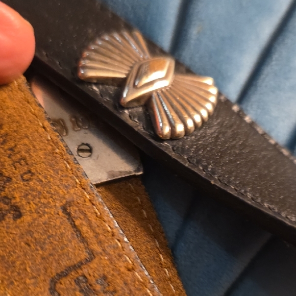 FINAL Native Sterling Concho Marked Oil Tanned Harness Leather OK USA 1995 SALE main image 8